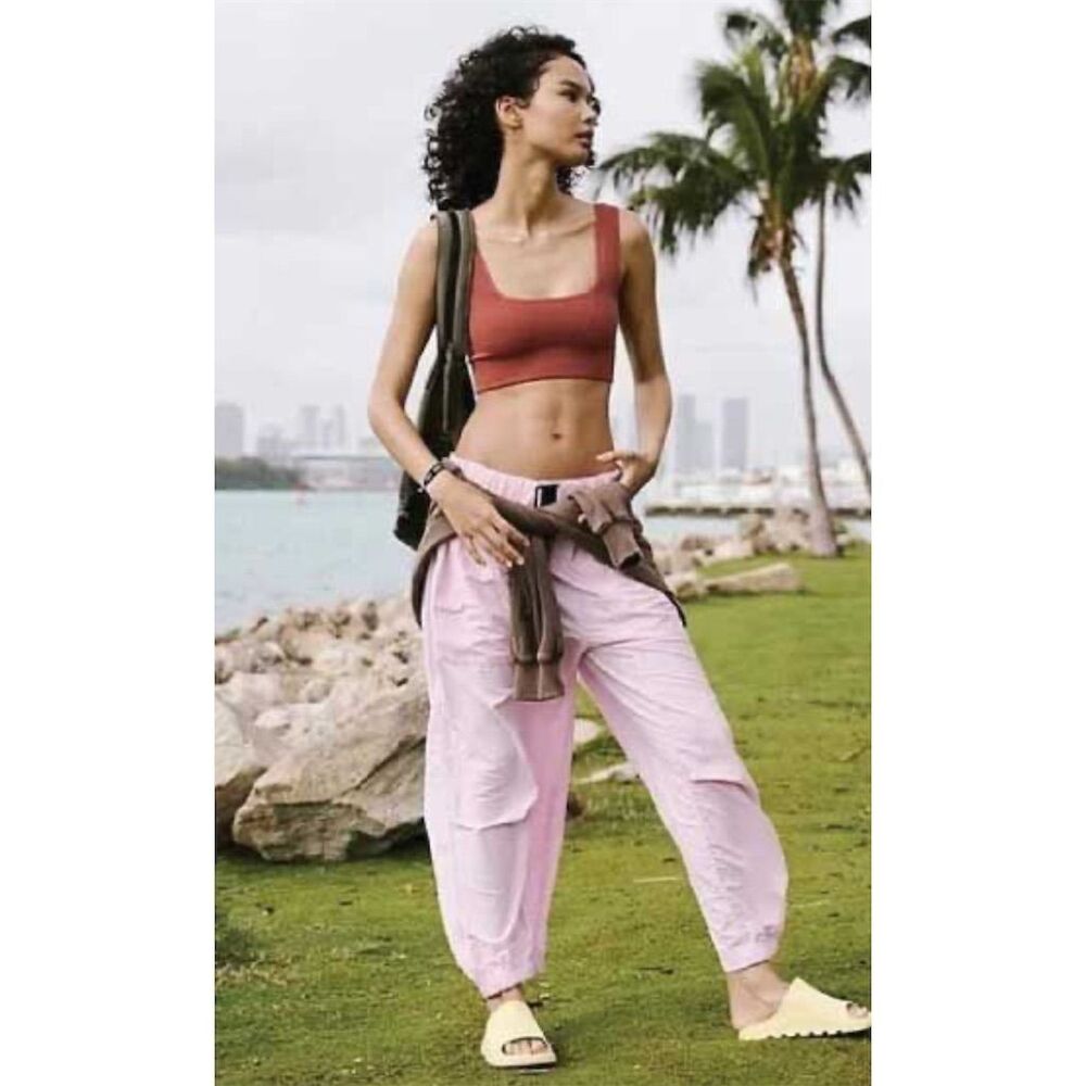 NWT Free People Movement Offsides Barrel  Pants Sz Large Pink $108 Sold Out